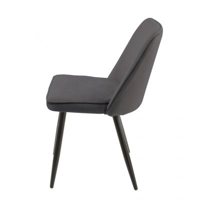 Lot de 2 chaises en velours gris foncé piètement en métal noir - TELLY