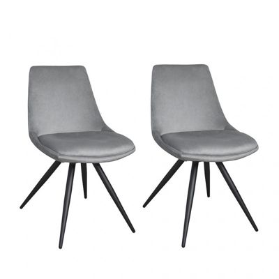 Lot de 2 chaises en velours gris - LOUNA