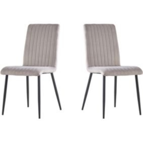 Lot de 2 chaises en velours "Henley"  Gris clair