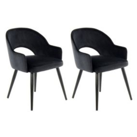 Lot de 2 Chaises en Velours "Joris" 77cm Noir