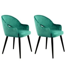 Lot de 2 Chaises en Velours "Joris" 77cm Vert