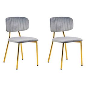 Lot de 2 Chaises en Velours "Kian" 80cm Gris