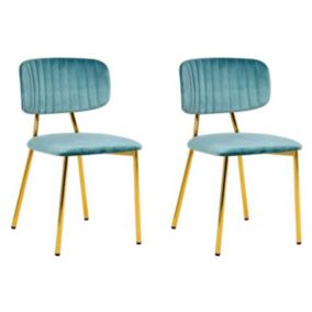 Lot de 2 Chaises en Velours "Kian" 80cm Menthe