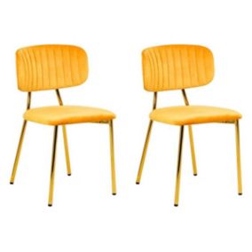 Lot de 2 Chaises en Velours "Kian" 80cm Orange