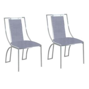 Lot de 2 Chaises en Velours "Lopin" 90cm Argent