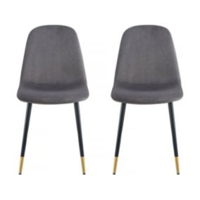 Lot de 2 chaises en velours "Lyse"  Gris