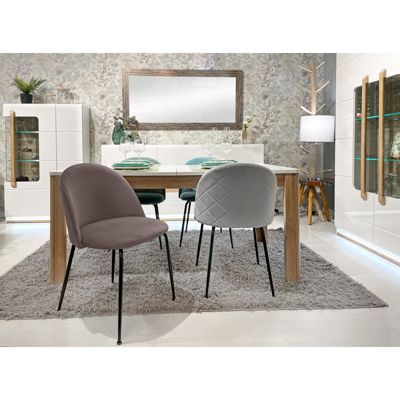 Lot de 2 chaises en velours marron et pieds métal noir - FARA