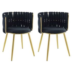 Lot de 2 Chaises en Velours "Milla" 80cm Noir