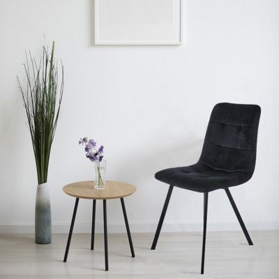 Lot de 2 chaises en velours noir avec piètement métal noir - NAMI