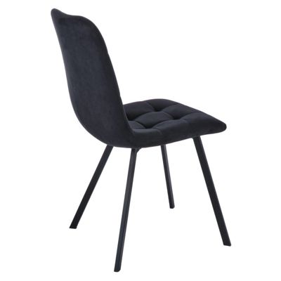 Lot de 2 chaises en velours noir avec piètement métal noir - NAMI