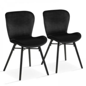 Lot de 2 chaises en velours noir  Oviala