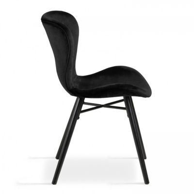 Lot de 2 chaises en velours noir  Oviala