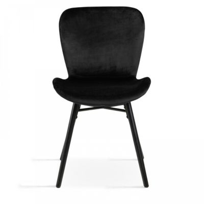 Lot de 2 chaises en velours noir  Oviala