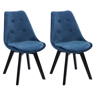 Lot de 2 chaises en velours NORA bleues avec coussin - Happy Garden