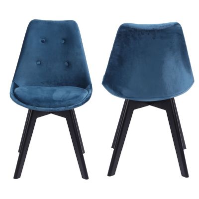 Lot de 2 chaises en velours NORA bleues avec coussin - Happy Garden