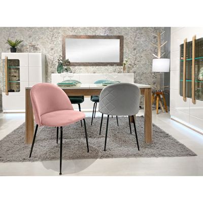 Lot de 2 chaises en velours rose et pieds métal noir - FARA