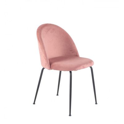 Lot de 2 chaises en velours rose et pieds métal noir - FARA