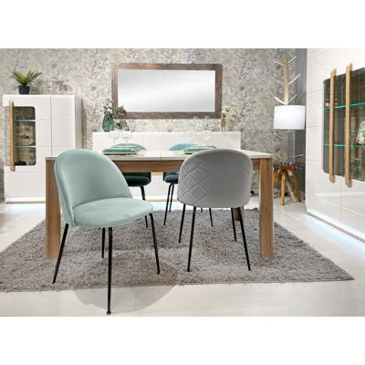 Lot de 2 Chaises en velours vert et pieds métal noir - FARA