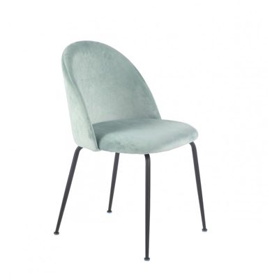 Lot de 2 Chaises en velours vert et pieds métal noir - FARA