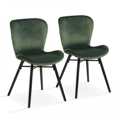 Lot de 2 chaises en velours vert foncé  Oviala