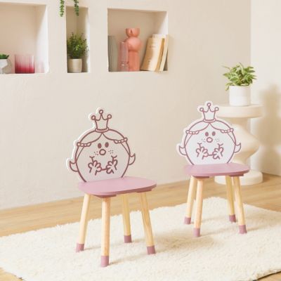 Lot de 2 chaises enfant collection Monsieur/Madame - Madame Princesse. rose