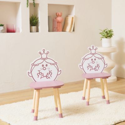 Lot de 2 chaises enfant collection Monsieur/Madame - Madame Princesse. rose