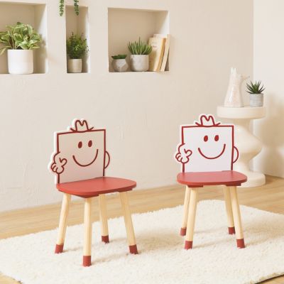 Lot de 2 chaises enfant collection Monsieur/Madame - Monsieur Costaud Pierre. rouge