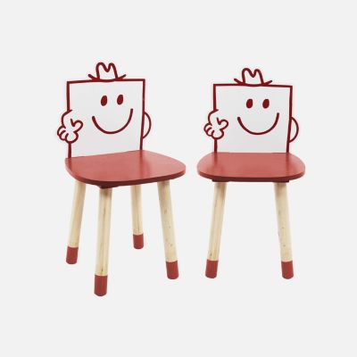 Lot de 2 chaises enfant collection Monsieur/Madame - Monsieur Costaud Pierre. rouge