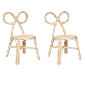 Lot de 2 Chaises Enfant "Rotin" 60cm Naturel