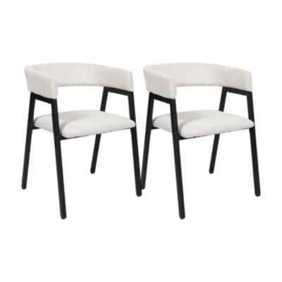 Lot de 2 Chaises - HOME DECO FACTORY - Scott - Design - Côtelé - Beige et Noir