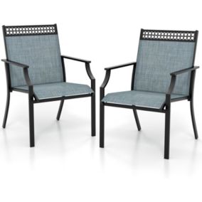 Lot de 2 Chaises Jardin Extérieures en Tissu Dossier Haut Accoudoirs Confortables Fauteuil Jardin 150KG 66 x 61 x 90 cm