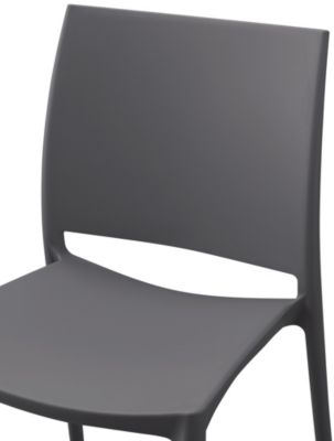 Lot de 2 chaises jardin Meton, empilables, faciles à entretenir, plastique, résistantes intempéries, UV, 150 kg Grisfoncé