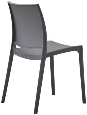 Lot de 2 chaises jardin Meton, empilables, faciles à entretenir, plastique, résistantes intempéries, UV, 150 kg Grisfoncé