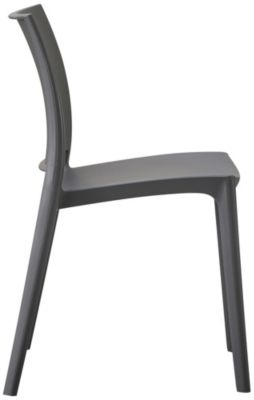 Lot de 2 chaises jardin Meton, empilables, faciles à entretenir, plastique, résistantes intempéries, UV, 150 kg Grisfoncé