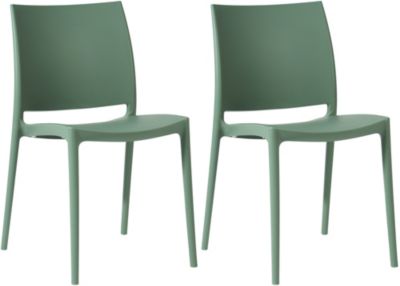 Lot de 2 chaises jardin Meton, empilables, faciles à entretenir, plastique, résistantes intempéries, UV, 150 kg Olive