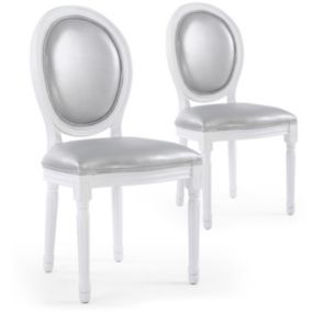 Lot de 2 Chaises Médaillon "Versailles" 96cm Argent