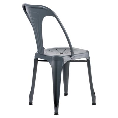 Lot de 2 chaises métal gris avec perforations sur l'assise - METALICA