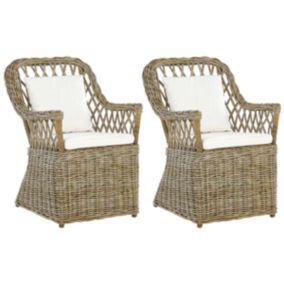 Lot de 2 chaises MAROS Rotin Bois clair