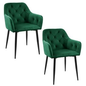 Lot de 2 chaises matelassées de salle à manger en velours AKORD SJ.030 Vert Bouteille