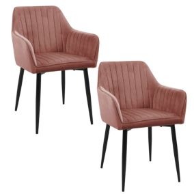 Lot de 2 chaises matelassées de salle à manger en velours AKORD SJ.040 Rose