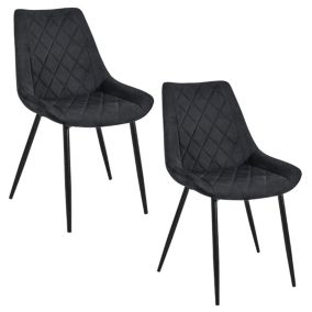 Lot de 2 chaises matelassées de salle à manger en velours AKORD SJ.0488 Noir