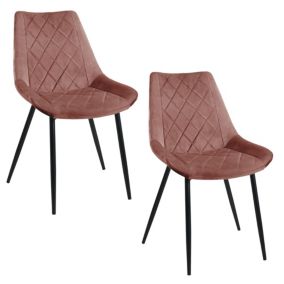 Lot de 2 chaises matelassées de salle à manger en velours AKORD SJ.0488 Rose