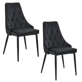 Lot de 2 chaises matelassées de salle à manger en velours AKORD SJ.054 Noir