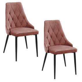 Lot de 2 chaises matelassées de salle à manger en velours AKORD SJ.054 Rose