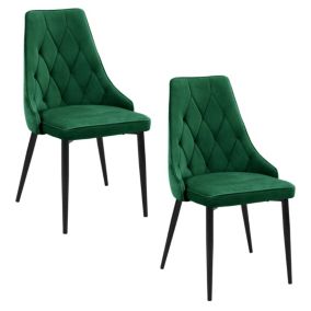 Lot de 2 chaises matelassées de salle à manger en velours AKORD SJ.054 Vert Bouteille