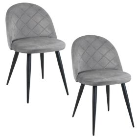 Lot de 2 chaises matelassées de salle à manger en velours AKORD SJ.077 Grise