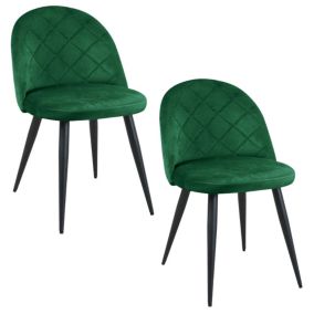 Lot de 2 chaises matelassées de salle à manger en velours AKORD SJ.077 Vert Bouteille