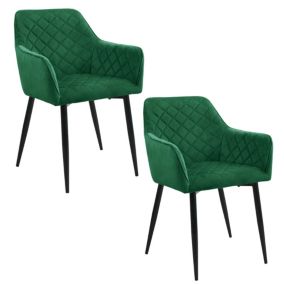 Lot de 2 Chaises matelassées de salle à manger en velours AKORD SJ.082 Vert Bouteille