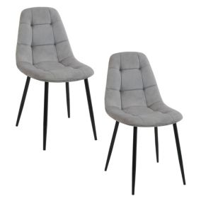 Lot de 2 chaises matelassées de salle à manger en velours AKORD SJ.1 Grise