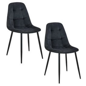 Lot de 2 chaises matelassées de salle à manger en velours AKORD SJ.1 Noir